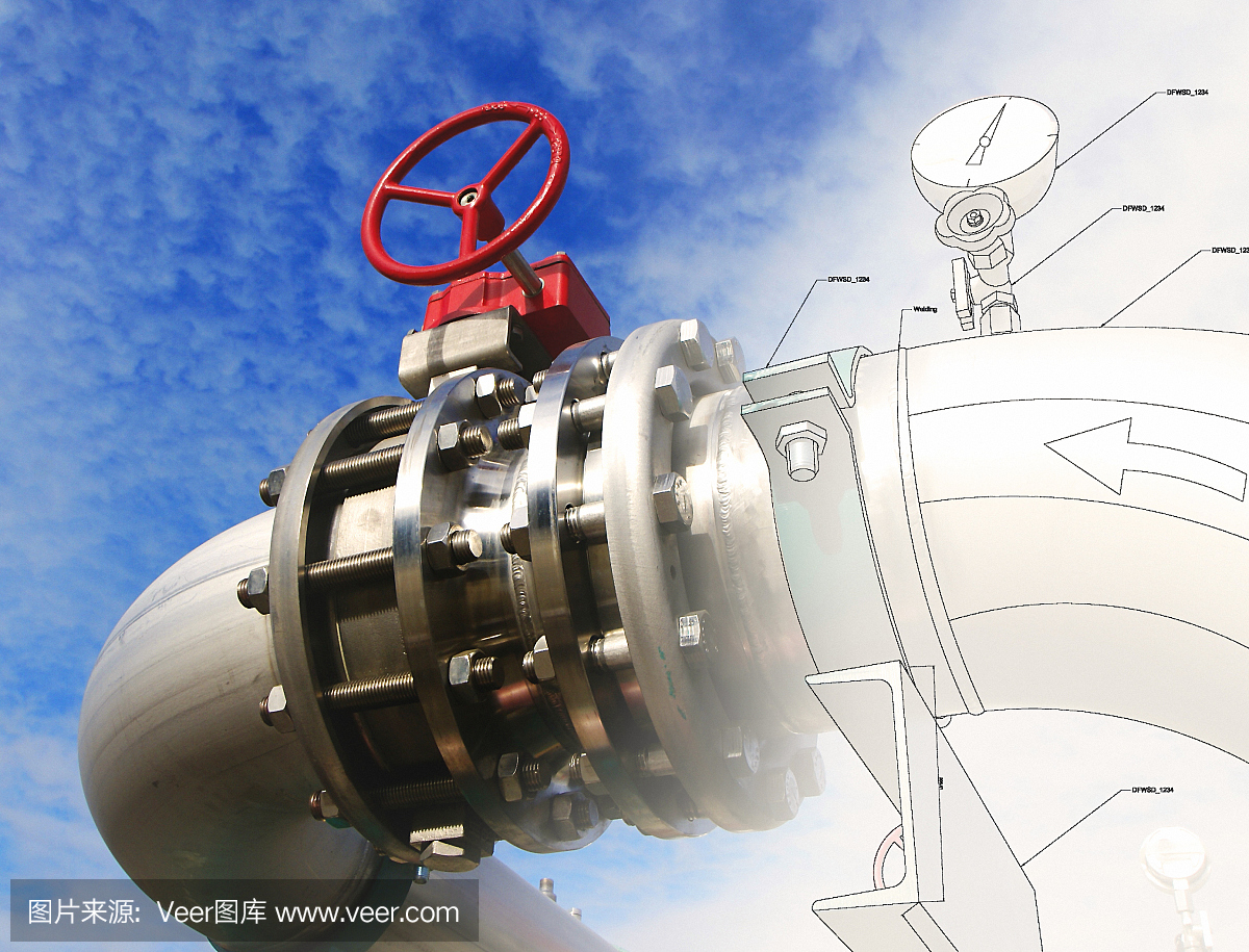 工業(yè)園區(qū)、鋼鐵管道、閥門(mén)迎藍(lán)天